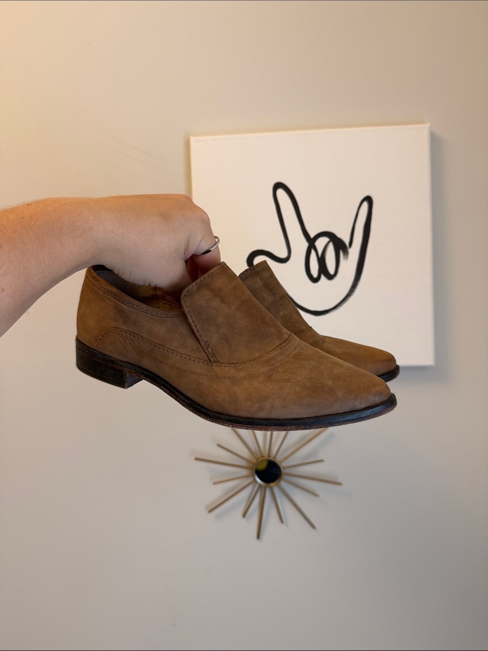 Free People Brown Suede Slip-On Loafers